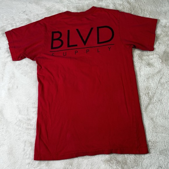 BLVD Supply T-Shirt Men's Sz S 100% Cotton Short Sleeves Palm Tree Graphic Red - Picture 8 of 9